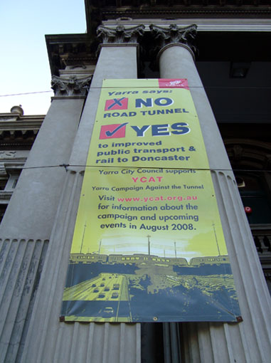YCAT banner on Collingwood Town Hall