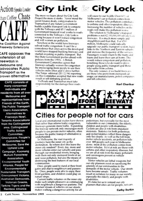 Campaign Against Freeway Extension (CAFE) newsletters from 1994/1995