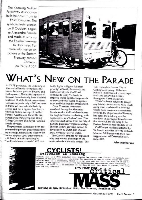 Campaign Against Freeway Extension (CAFE) newsletters from 1994/1995