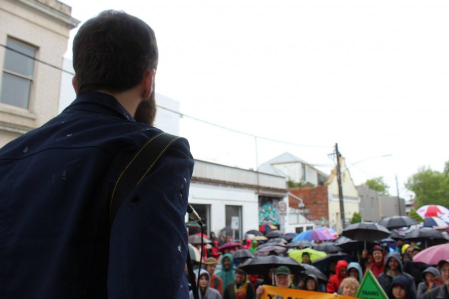 Alexander Sheko - Students Linking Melbourne Sustainably - Community Rally - Brunswick Street, 13 October 2013