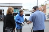 Chatting to the media. Community Rally - Brunswick Street, 13 October 2013