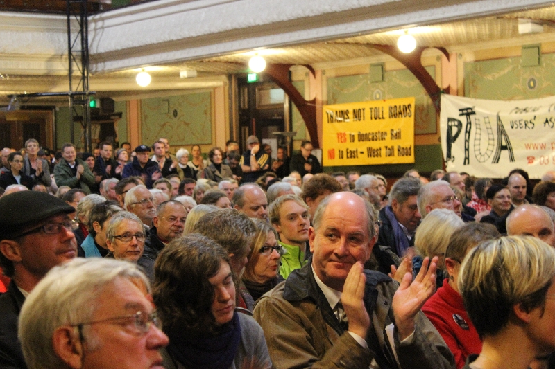 Packed Fitzroy Town Hall - standing room only at the back!  Trains Not Tolls Campaign Launch - 13th June 2013 - at Fitzroy Town Hall.