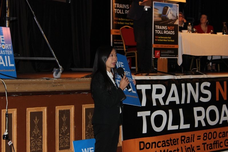 Manningham Mayor, Jennifer Yang representing Yes to Doncaster Rail