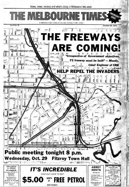  The Melbourne Times cover: 'The Freeways Are Coming!' (pdf) (29 October 1975)