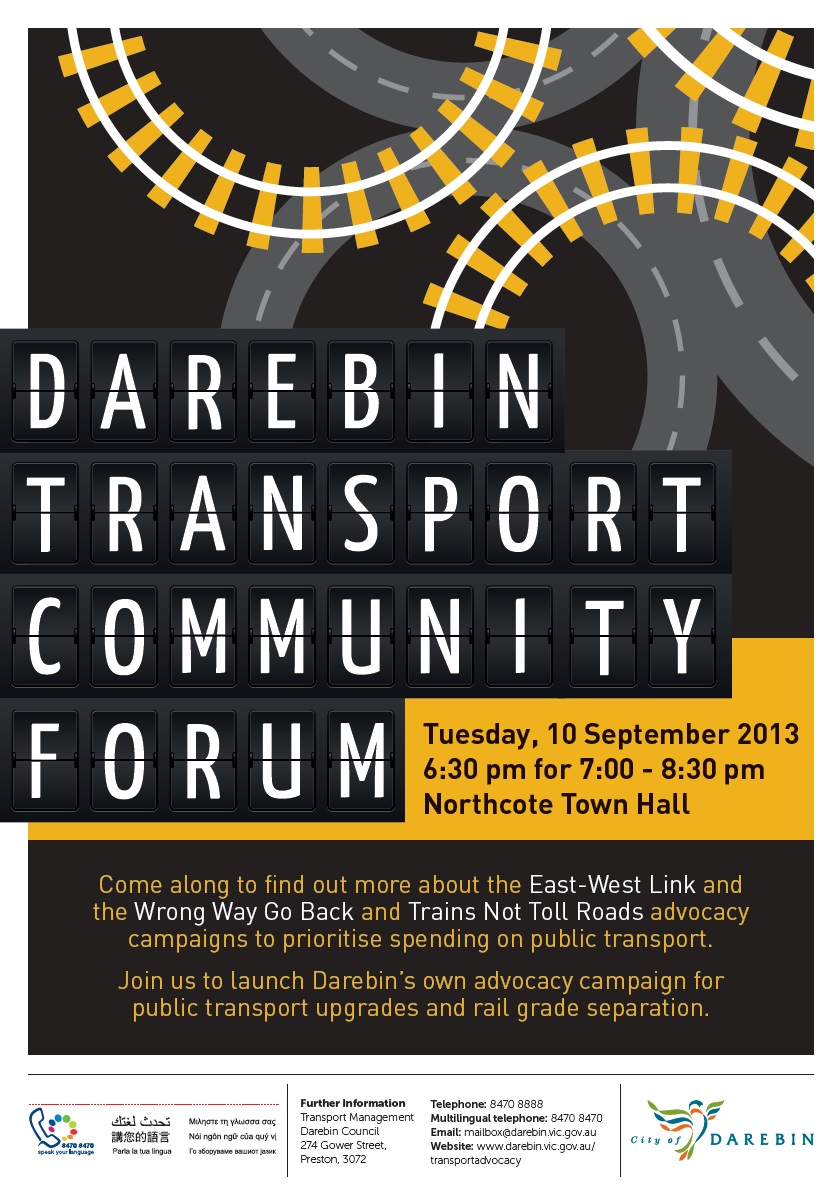 Darebin Transport Forum 10 Sept 2013