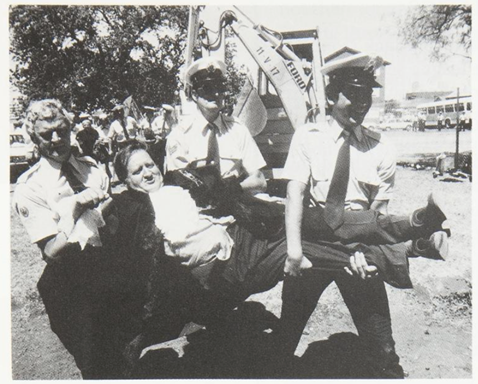 As presiding deity for this talk here is Bill Peterson, the mayor of Fitzroy, being arrested in his mayoral finery in 1977, at a protest against the F19/Eastern freeway—back when police still wore ties. It was because of these protests that the freeway now stops at Hoddle St instead of running all the way to the then Tullamarine freeway, now City Link.