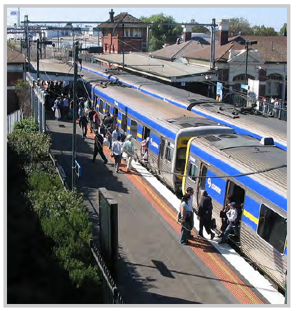 Figure 4: Footscray railway station in Melbourne’s inner west carries twice as many on trains in the busiest hour as drive over the West Gate Bridge in that time. (Photo: Daniel Bowen / PTUA.)