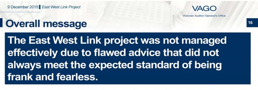 Victorian Auditor-General’s Office: East West Link Project (9 December 2015)